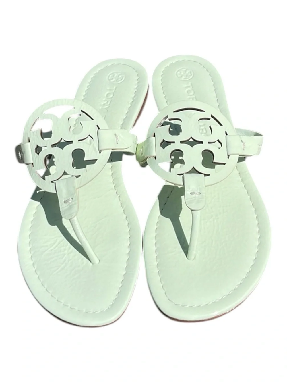 Tory Burch NEW Women’s Miller Patent Leather Sandals in Meadow Mist Size 9.5